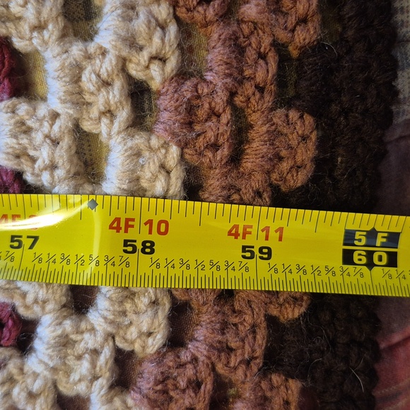 Handmade Afghan In Muticolors 60"x 51"  Comfy Comfortable Warm Cottagecore Boho - Picture 3 of 3